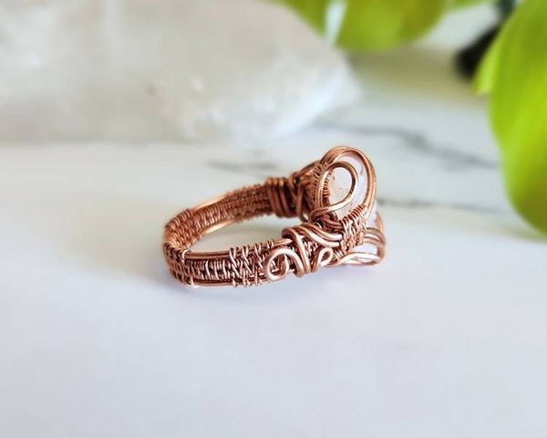 Alternate image for Chalcedony Rose Copper Wire Wrapped Ring