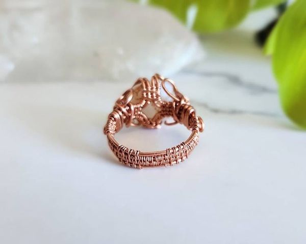 Alternate image for Chalcedony Rose Copper Wire Wrapped Ring