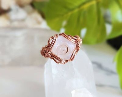 Alternate image for Chalcedony Rose Copper Wire Wrapped Ring