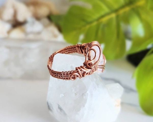 Alternate image for Chalcedony Rose Copper Wire Wrapped Ring
