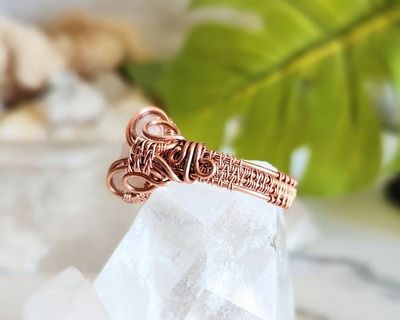 Alternate image for Chalcedony Rose Copper Wire Wrapped Ring