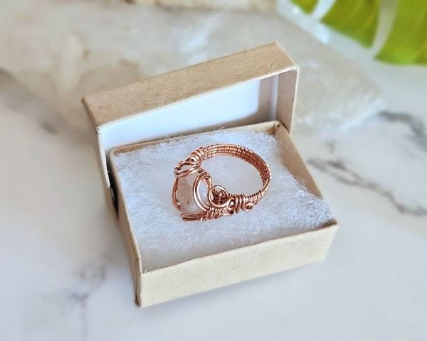 Alternate image for Chalcedony Rose Copper Wire Wrapped Ring