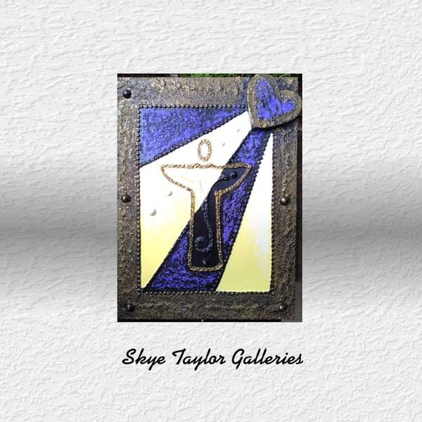 Alternate image for Angel Heart No. 5 - Original 3D Textured Painting on Wood Cradle with Integrated Dimensional Frame - 8 x 11 x 3/4 - Multi-Layer Raised Swirls and Heart - Unframed - Free Shipping