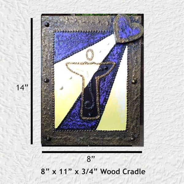 Alternate image for Angel Heart No. 5 - Original 3D Textured Painting on Wood Cradle with Integrated Dimensional Frame - 8 x 11 x 3/4 - Multi-Layer Raised Swirls and Heart - Unframed - Free Shipping