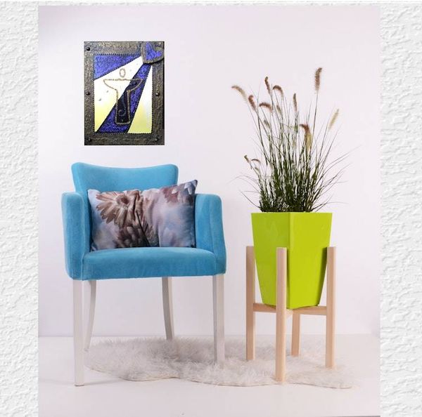 Alternate image for Angel Heart No. 5 - Original 3D Textured Painting on Wood Cradle with Integrated Dimensional Frame - 8 x 11 x 3/4 - Multi-Layer Raised Swirls and Heart - Unframed - Free Shipping