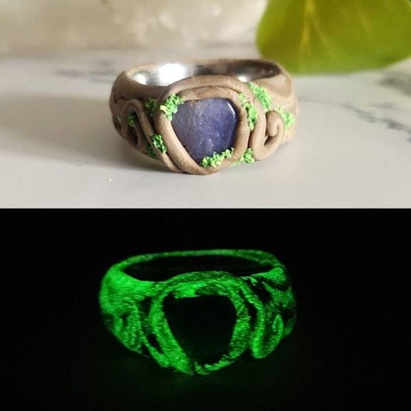 Alternate image for Tanzanite Polymer Clay and Stainless Steel Ring