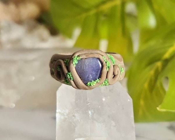Alternate image for Tanzanite Polymer Clay and Stainless Steel Ring