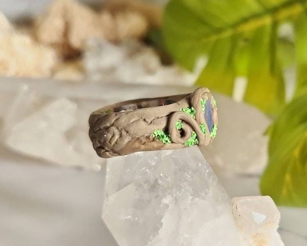 Alternate image for Tanzanite Polymer Clay and Stainless Steel Ring