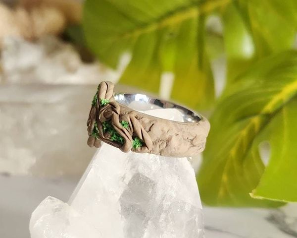 Alternate image for Tanzanite Polymer Clay and Stainless Steel Ring