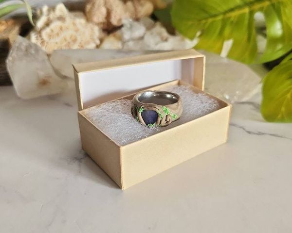 Alternate image for Tanzanite Polymer Clay and Stainless Steel Ring