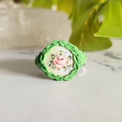 Alternate image for Rose Bud Motif Stainless Steel Polymer Clay Ring