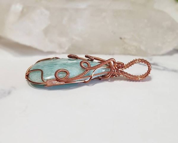 Alternate image for Amazonite Copper Wire Wrapped Pendant