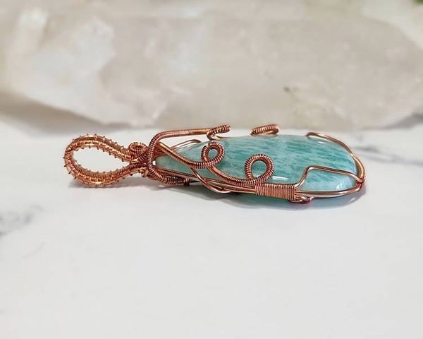 Alternate image for Amazonite Copper Wire Wrapped Pendant