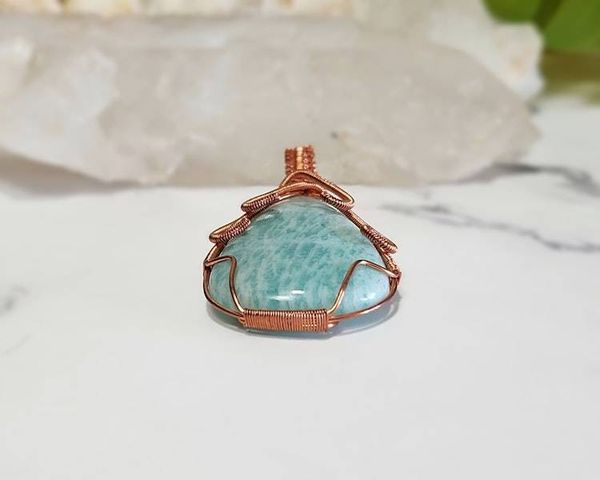 Alternate image for Amazonite Copper Wire Wrapped Pendant