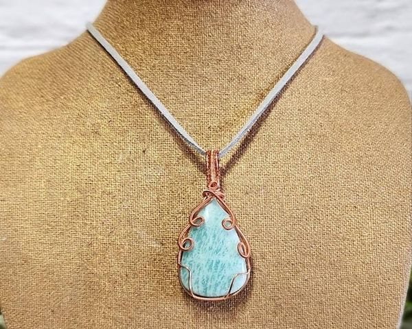 Alternate image for Amazonite Copper Wire Wrapped Pendant