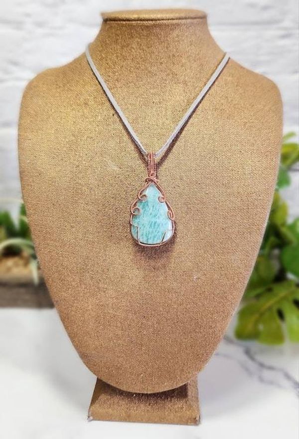 Alternate image for Amazonite Copper Wire Wrapped Pendant