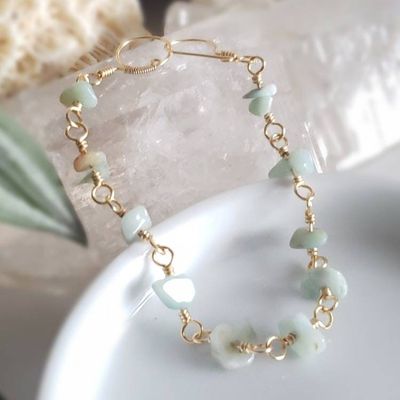 Alternate image for Amazonite Gold Colored Sterling Bracelet