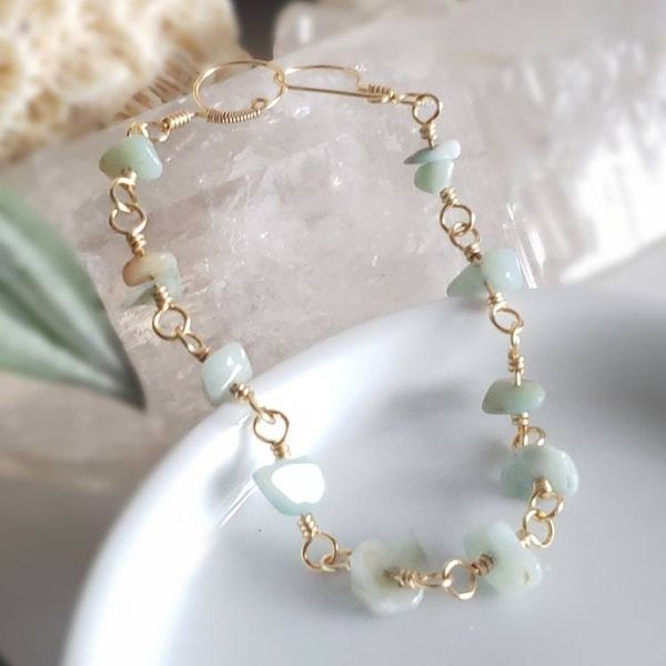 Alternate image for Amazonite Gold Colored Sterling Bracelet