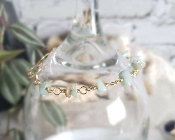 Alternate image for Amazonite Gold Colored Sterling Bracelet