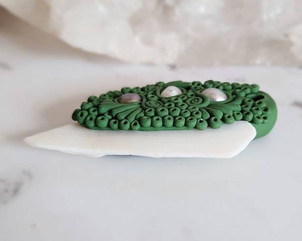 Alternate image for White Shell and Freshwater Pearl Polymer Clay Pendant