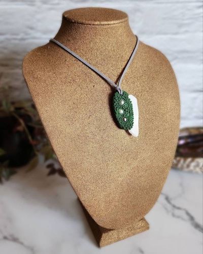 Alternate image for White Shell and Freshwater Pearl Polymer Clay Pendant