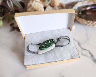 Alternate image for White Shell and Freshwater Pearl Polymer Clay Pendant