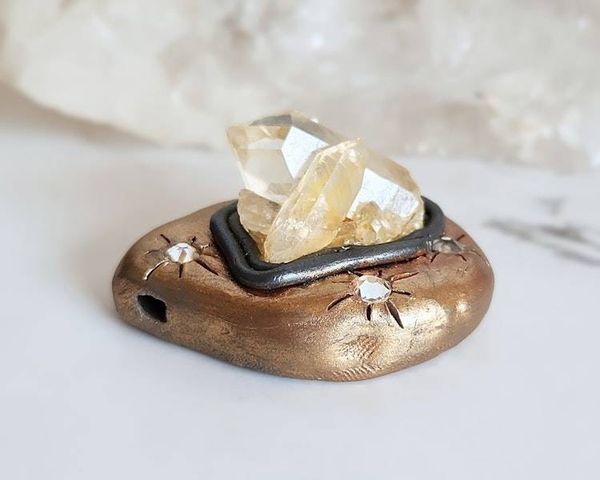 Alternate image for Quartz Crystal Cluster Polymer Clay Pendant