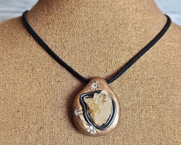 Alternate image for Quartz Crystal Cluster Polymer Clay Pendant