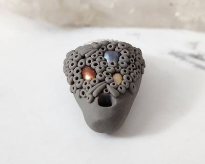 Alternate image for Grey Shell and Pearl Polymer Clay Pendant