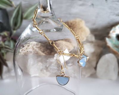 Alternate image for Blue Chalcedony Gold-Colored Sterling Silver Jewelry Set