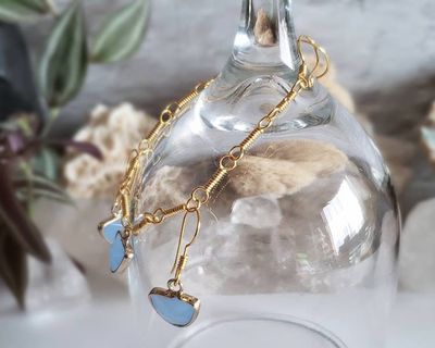 Alternate image for Blue Chalcedony Gold-Colored Sterling Silver Jewelry Set