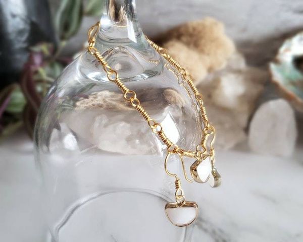 Alternate image for Milk Quartz Gold-Colored Sterling Silver Jewelry Set
