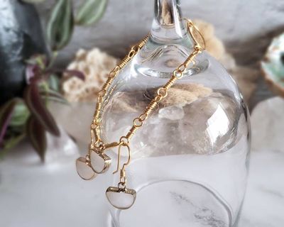 Alternate image for Milk Quartz Gold-Colored Sterling Silver Jewelry Set