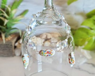 Alternate image for Vintage Porcelain Sterling Silver Jewelry Set
