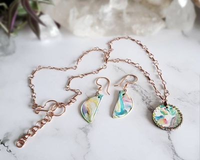 Alternate image for Polymer Clay and Copper Wire Wrapped Jewelry Set