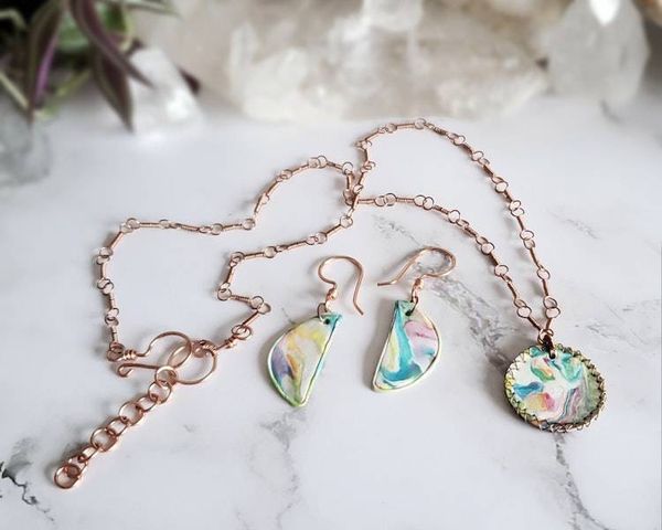 Alternate image for Polymer Clay and Copper Wire Wrapped Jewelry Set