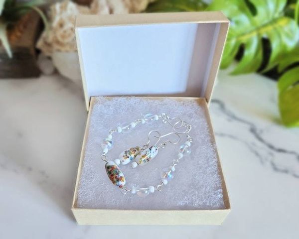 Alternate image for Vintage Porcelain Sterling Silver Jewelry Set