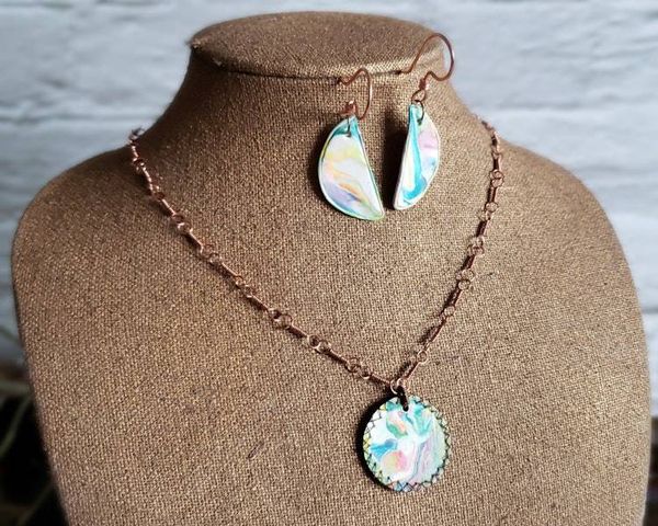 Alternate image for Polymer Clay and Copper Wire Wrapped Jewelry Set