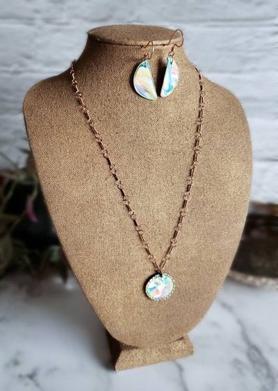 Alternate image for Polymer Clay and Copper Wire Wrapped Jewelry Set
