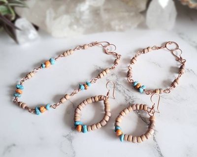 Alternate image for Wood and Magnesite Copper Jewelry Set
