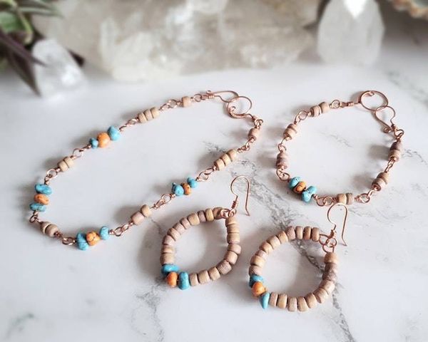 Alternate image for Wood and Magnesite Copper Jewelry Set