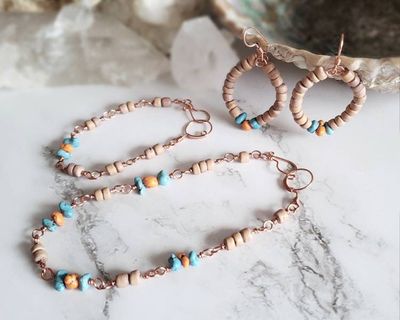 Alternate image for Wood and Magnesite Copper Jewelry Set