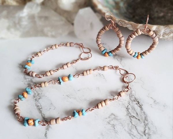 Alternate image for Wood and Magnesite Copper Jewelry Set