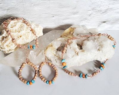 Alternate image for Wood and Magnesite Copper Jewelry Set