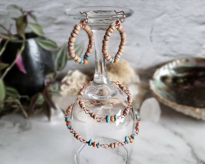 Alternate image for Wood and Magnesite Copper Jewelry Set
