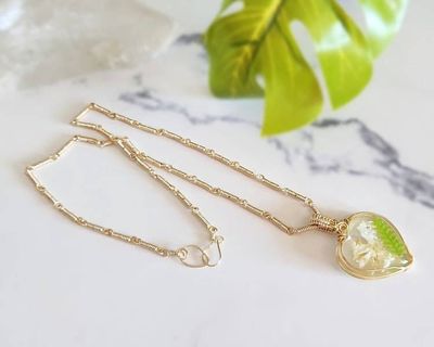 Alternate image for Phlox & Fern Gold-colored Sterling Silver Wire Wrapped Necklace