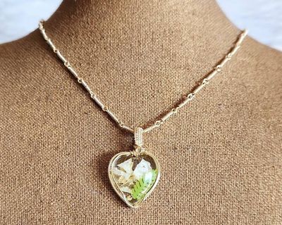 Alternate image for Phlox & Fern Gold-colored Sterling Silver Wire Wrapped Necklace