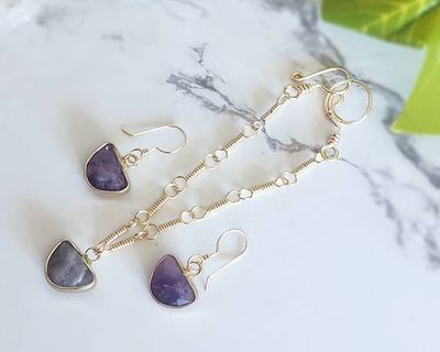 Alternate image for Amethyst Gold-Colored Sterling Silver Jewelry Set