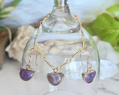 Alternate image for Amethyst Gold-Colored Sterling Silver Jewelry Set