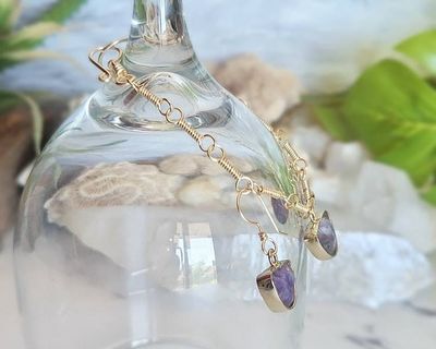 Alternate image for Amethyst Gold-Colored Sterling Silver Jewelry Set